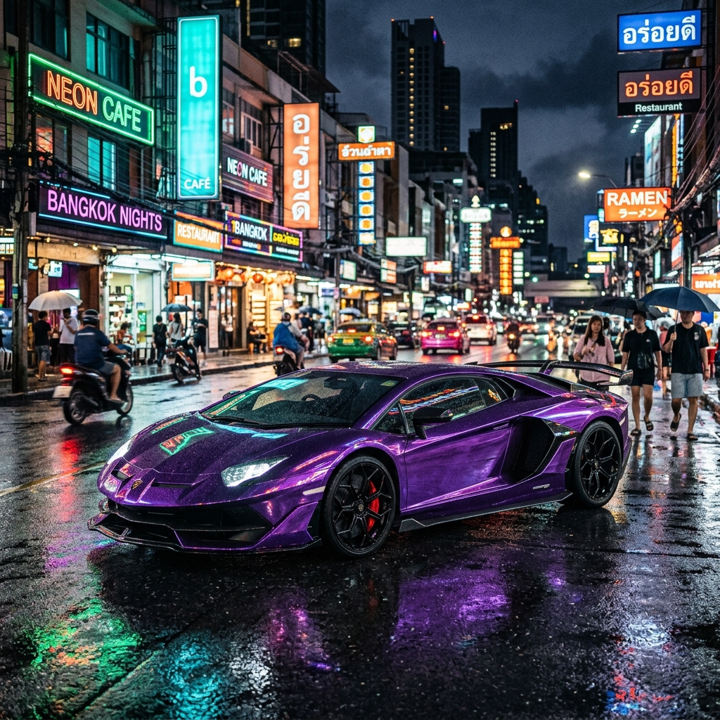 Lamborghini Aventador SVJ Wrapped in Purple